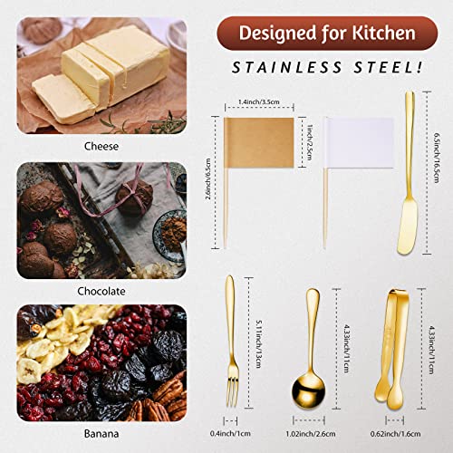 Patelai 14 Pcs Charcuterie Utensils Cheese Knife Set - Golden
