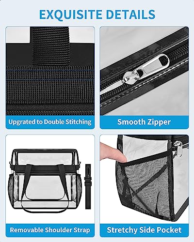 Clear Stadium Tote Bag - 12x6x12 Inches with Detachable Strap