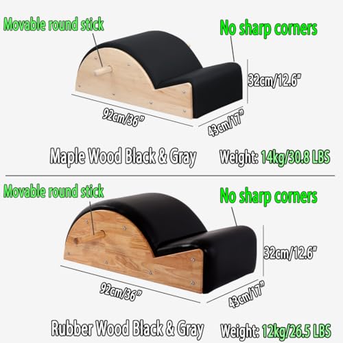 Pilates Spine Corrector Arc for Home Gym - Rubber Wood-Black