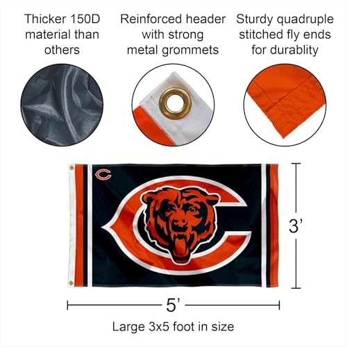 Chicago Bears Flag - 3ft x 5ft Polyester Banner with Grommets