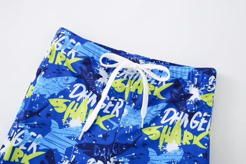 Toddler Boys Shark Swimsuit Set - Quick Dry Rashguard & Trunks 3-4T