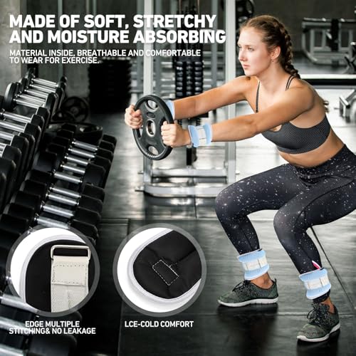 Adjustable Ankle & Wrist Weights Set for Women Men Kids - 2, 3, 4, 6 lbs Resistance