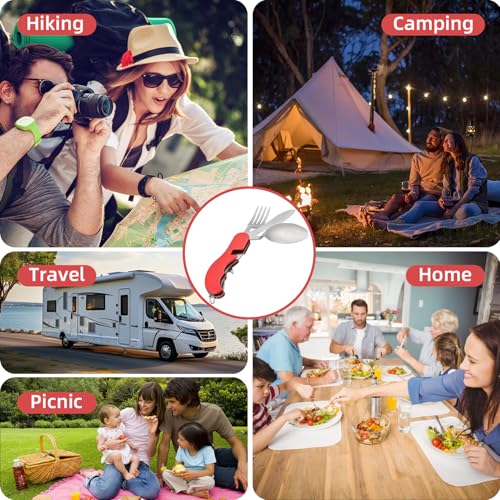 Stainless Steel 4-in-1 Portable Outdoor Diner Set - Red