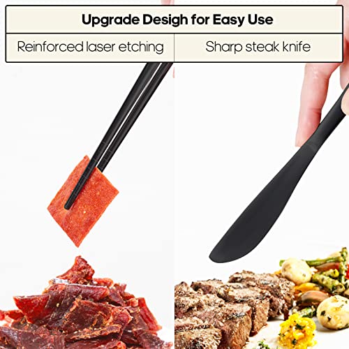 Travel Utensils Set with Case - Stainless Steel Cutlery - Black