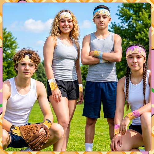 Ice Cream Sports Headbands & Wristbands Set - Multicolor, 4 Pack