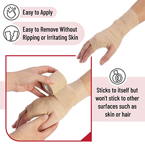 Self-Adhesive Bandage Wrap - Skin Color, 2" x 5 Yards, 6 Pack