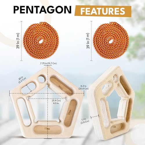 Wooden Climbing Hangboard with Finger Holds and Chalk - Portable Finger Strength Training Kit
