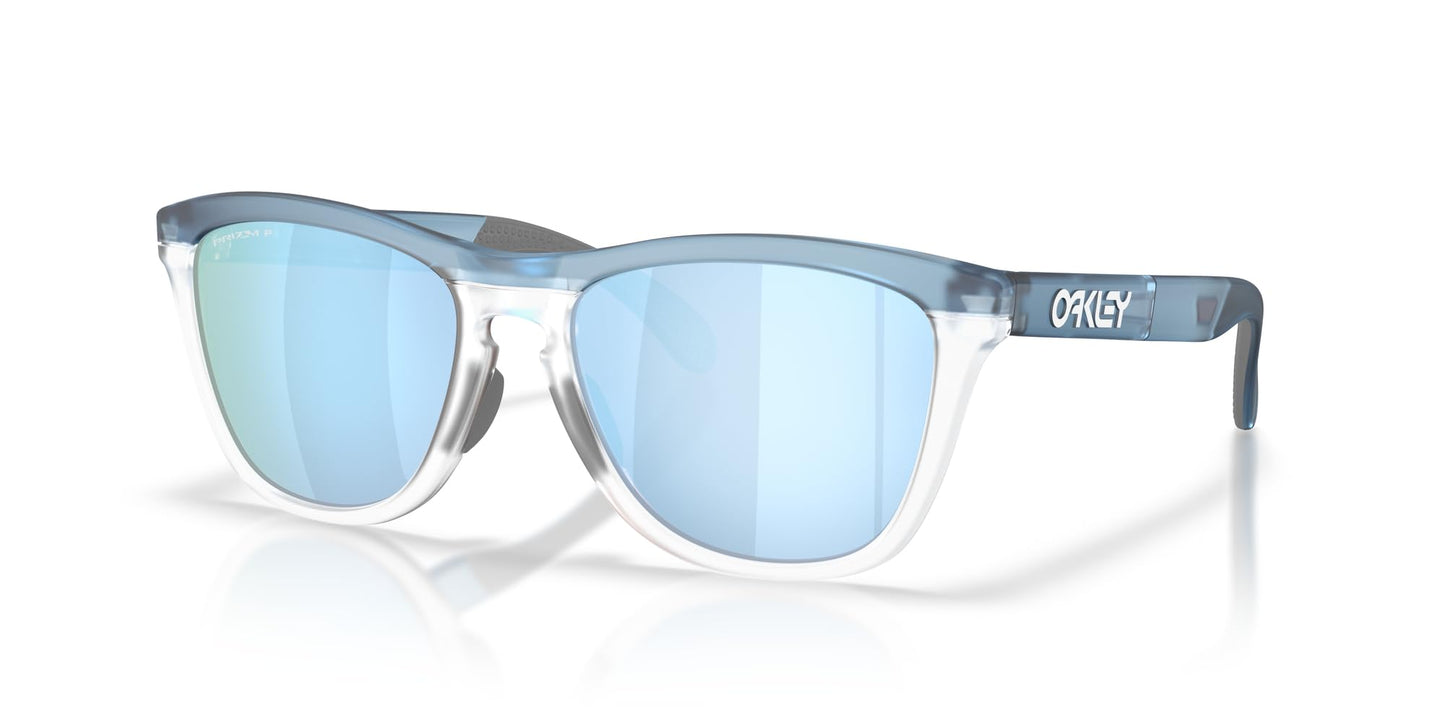 Oakley OO9503 Frogskins Range XL Sunglasses, Transparent Stonewash/Clear/Prizm Deep Water Polarized, 58 mm