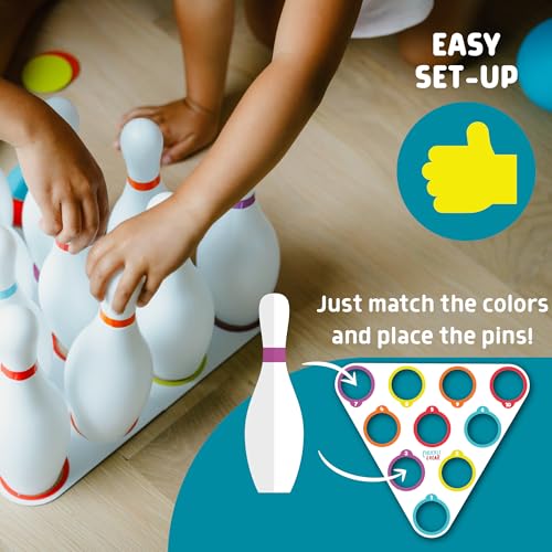 Kids Bowling Set with 10 Pins & 2 Balls - Indoor Active Game