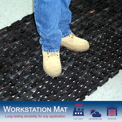 Durite Recycled Tire-Link Outdoor Door Mat 17x25in Heavy Duty Rubber Entrance
