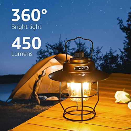 Lepro Vintage LED Camping Lantern with Power Bank, Dimmable & Water-Resistant