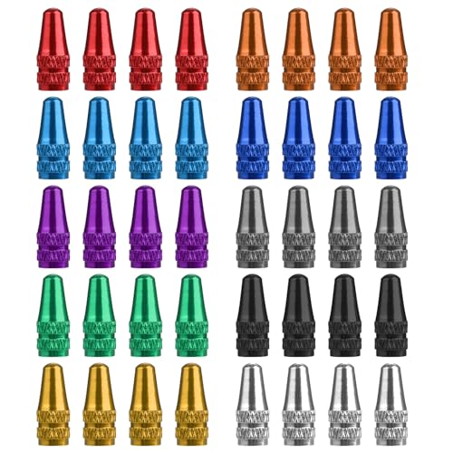 40Pcs Aluminum Presta Valve Stem Caps - 10 Color Options