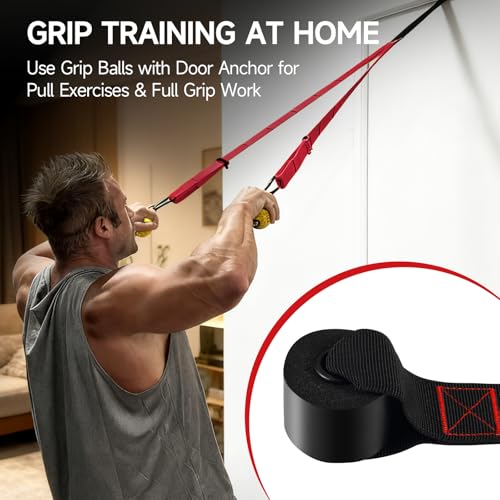 Grip Balls & Finger Straps Set - Red for Dead Hangs & Pull Ups