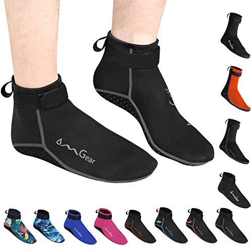 3mm Neoprene Water Socks - Low Cut Grey - Anti-Slip Beach Booties