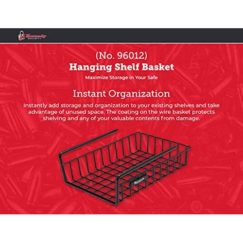 Hornady Hanging Shelf Document Basket, 96012 - Coated Wire Basket Maximizes Storage for Documents, Gun Accessories, & Ammo - Easy Access Under Shelf Storage for Gun Safes - Holds Up to 40 Pounds