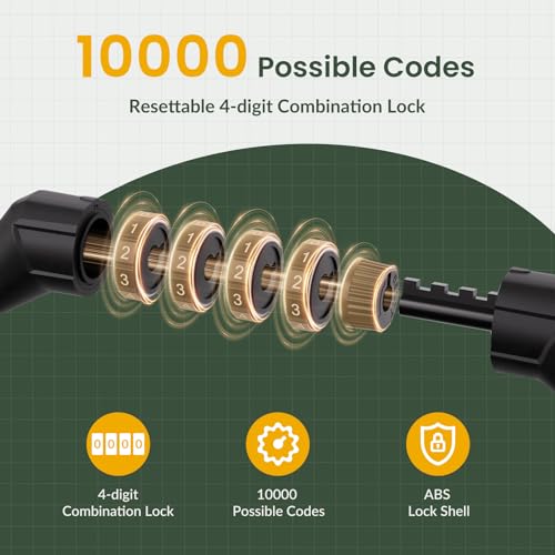 4 Feet Bike Lock Cable - Resettable Combination Lock, Black