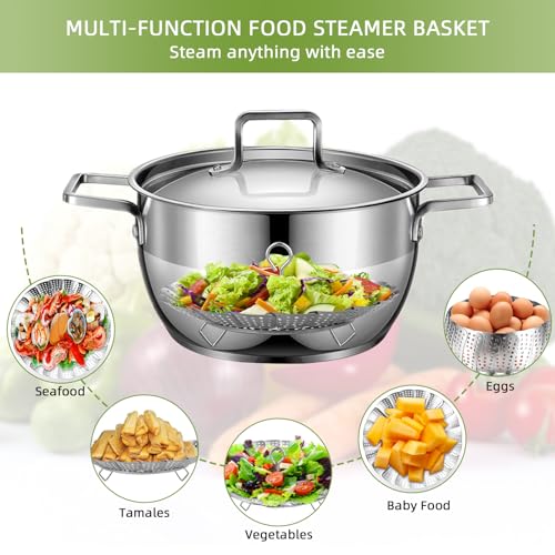 Premium Stainless Steel Vegetable Steamer Basket - Expandable 6.4" to 10"