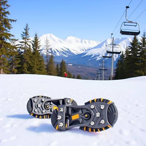 Large Non-Slip Ice Cleats with Stainless Steel Spikes for Boots