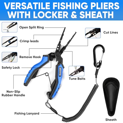 EZUVITA 7-Piece Fishing Tool Kit with Lip Gripper, Fillet Knife & Pliers