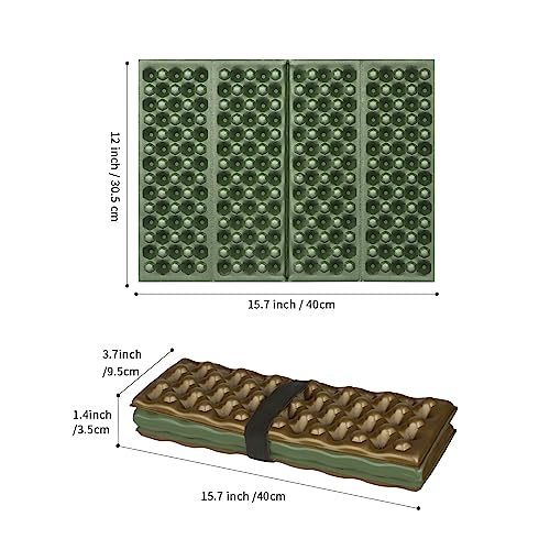 Foldable Stadium Seat Cushion - Army Green Foam Pad for Camping
