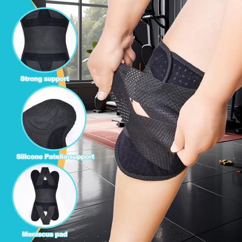 Knee Support Brace with Patella Gel Pad & Side Stabilizers - Breathable - X-Large