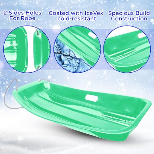 Downhill Sprinter Kids Toboggan Sled - 35 Inch - Green