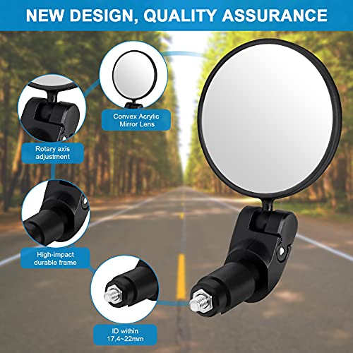 Bicycle Mirrors - 360° Adjustable Bar End Rearview Mirrors