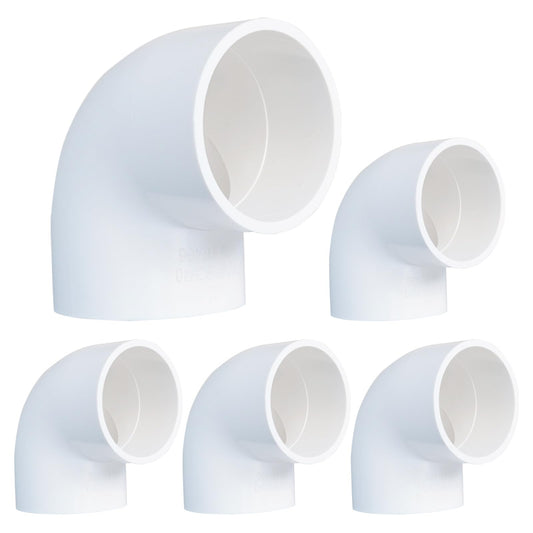 TALEGEN 5 Pack 2" PVC 90 Degree Elbow Pipe Fittings (Socket x Socket), 2 Way Right Angle Adapter Coupling Schedule 40, 2 inch PVC Pipe Corner Connector DIY, White SCH 40