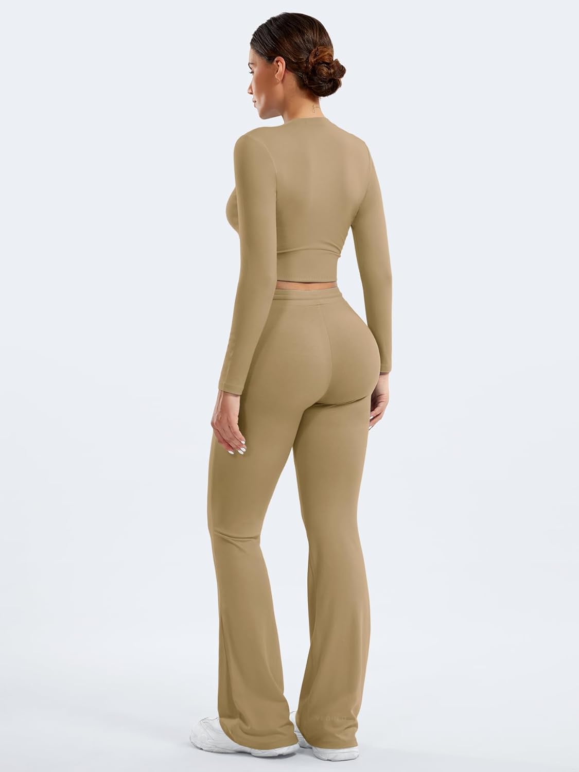 YEOREO Women's Two-Piece Lounge Set - Long Sleeve Top & Drawstring Wide Leg Pants | Ava Matching