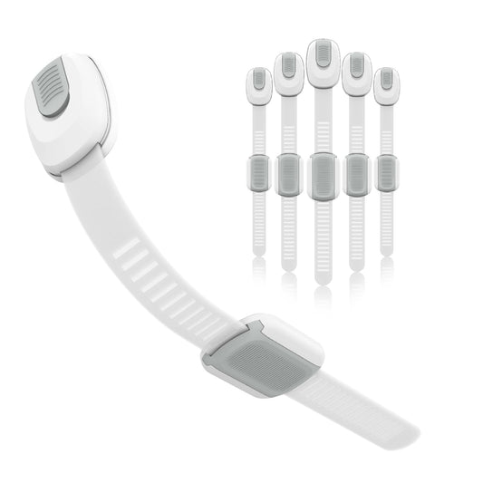 Child Proof Cabinet Locks, 6 Pack Cabinet Locks with 3M Adhesive, Door Locks for Kids Safety for Drawers, Fridge, Toilet Seat, Trash Can, Ideal Stocking Stuffers, White