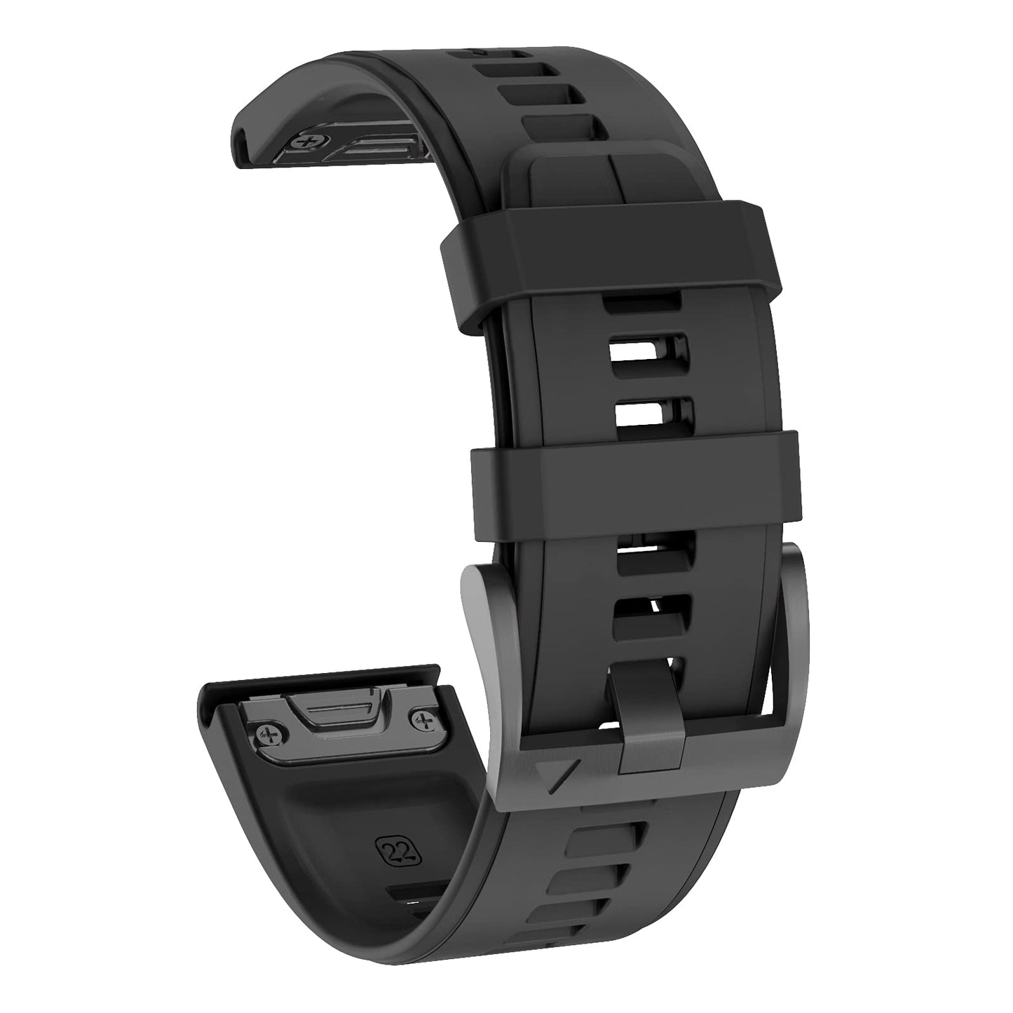 OVERSTEP Compatible with Garmin Fenix 5 Watch Band 22mm Soft Silicone Bands for Fenix 6/Fenix 7/Fenix 5 Plus/Fenix 6 Pro/Forerunner 935/Forerunner 945/Approach S60/Quatix 5 Smartwatch (Black)