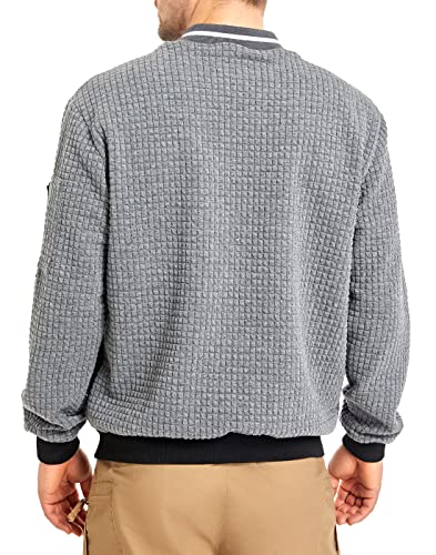 SAVKOOV Mens Lightweight Bomber Jacket - Gray, Large