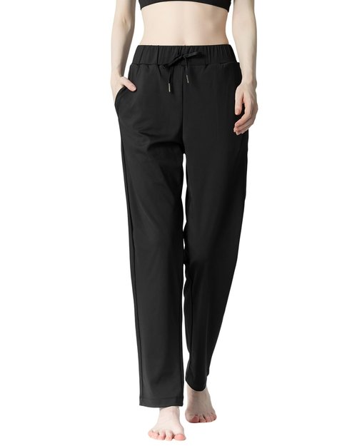 Leapstride KOLP1076-A Women's Track Pant with Back Zip Pocket Black