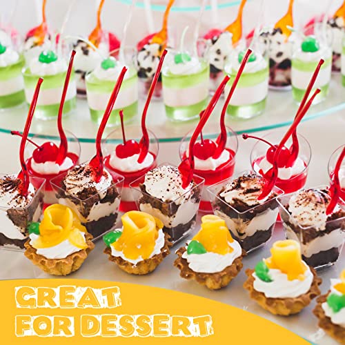 Nuogo 400 Pcs Clear Mini Dessert Cups with Spoons - Square & Round