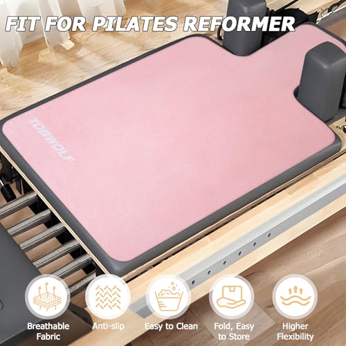 Pink Suede Pilates Reformer Mat - Non-Slip, Quick-Drying, Lightweight