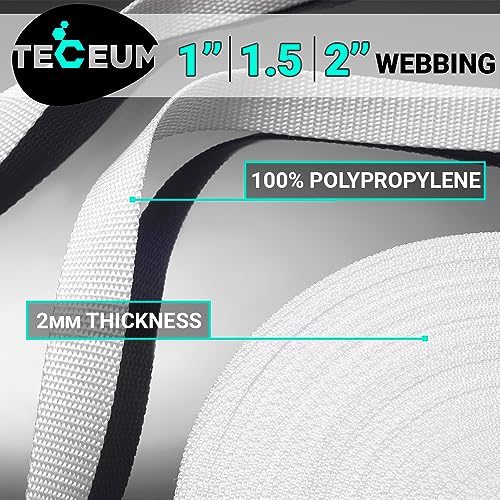 TECEUM 1.5in Webbing 10 Yards - Heavy Duty Outdoors Crafting White