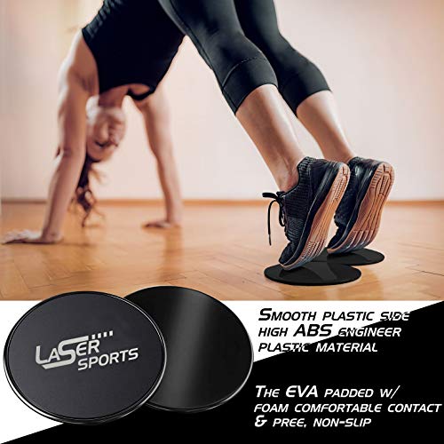 Dual-Sided Exercise Sliding Discs with Resistance Bands - Core Sliders for Home Workouts