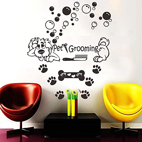 Dog Wall Decal Vinyl Sticker - Pup Paw Prints - Black - Waterproof - Custom Style - Animal Print - Indoor Use - 36x28 Inch (JWH169)