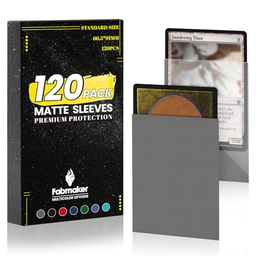 Fabmaker 120-Pack Matte Card Sleeves for Trading Cards Dark Grey - Durable & Shufflable