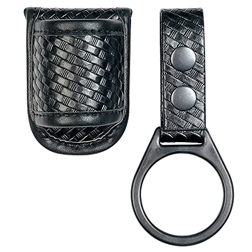 TAFTACFR Basketweave Compact Flashlight Holder with Ring Strap - Open Top, Fits 1 inch & 1.9 inch Lights, D/C Cell Compatible, Basketweave Outer Snap