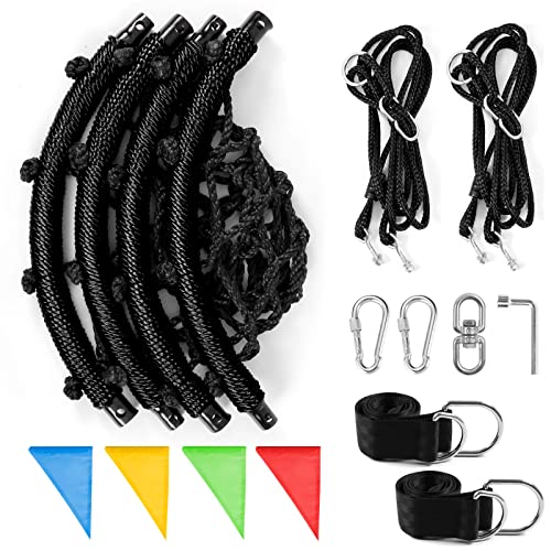 Odoland 24in Black Spider Web Platform Swing for Kids & Adults Outdoor Backyard