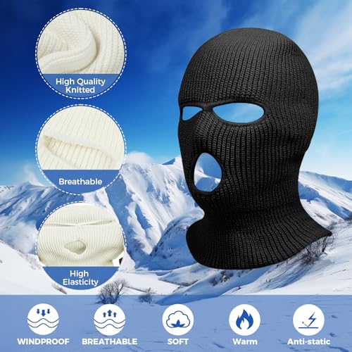 Warm Knitted Ski Mask Balaclava - Large / Black