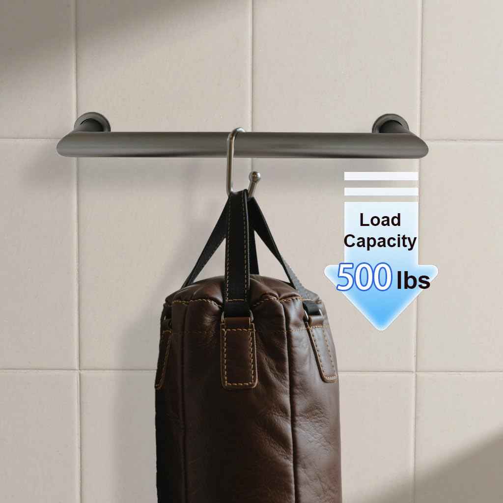 Handicap Grab Bars, Right Angle 2 Pack 18 Inch Shower Grab Bar for Seniors, 304 Stainless Steel ADA Grab Bars for Bathtubs and Showers, Safety Shower Handles for Elderly, Disabled (Matte Black)