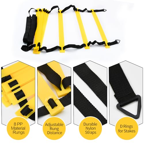 12 Rung Agility Ladder Set with Steel Stakes & Carry Bag