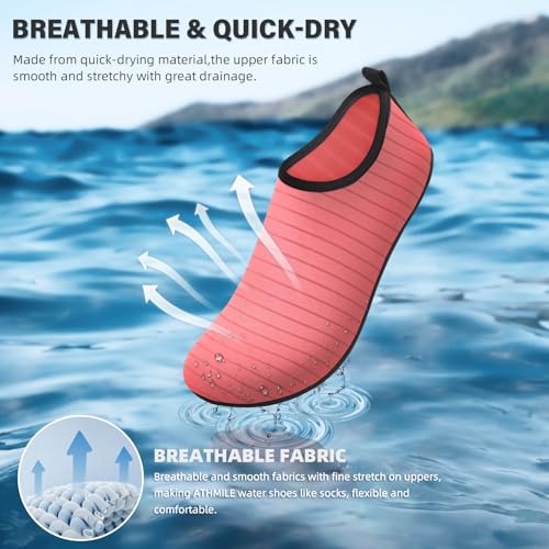 Quick-Dry Aqua Water Shoes for Men & Women - Size 7-8 Women/6-7 Men, Pink