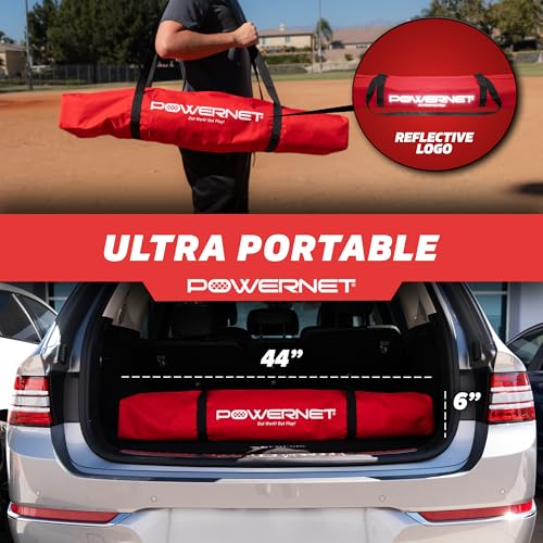7x7 Baseball Softball Practice Net - Red with Accessories