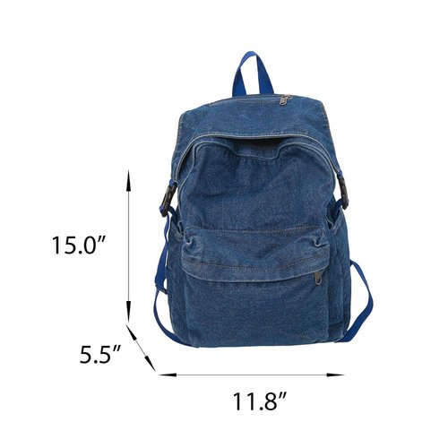 TYHOTULY Classic Retro Denim Backpack Y2K Aesthetic Shoulder Bag Lightweight Daypack Casual Jeans Backpack for College (Black)