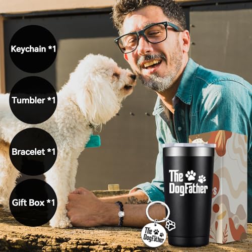BIRGILT Dog Father Black Tumbler Cup 20 oz - Dog Dad Gift for Men