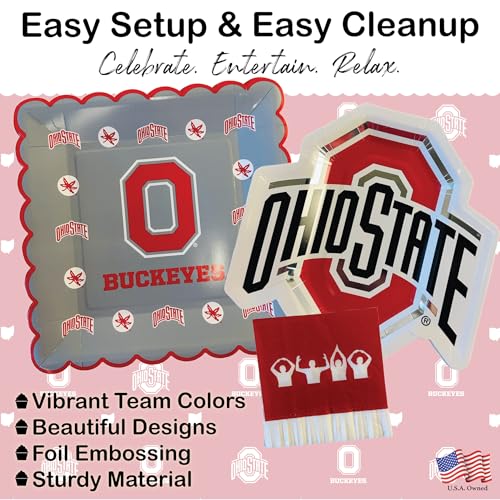Ohio State Buckeyes Party Supplies 37 Pc Plates Napkins Decor – OSU Theme Party Kit