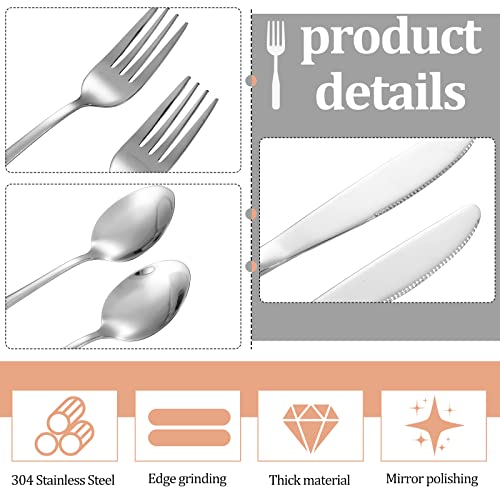Yinkin 4 Pack Travel Silverware Set with Case - Stainless Steel Utensils for Lunch, Clear (Variant 4)